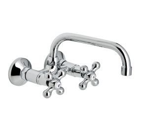NEW REGENT Wall sink mixer with 11 cm high tube, 18 cm spout